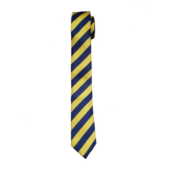 Gascoigne Repp Stripe Tie Blue Yellow Silk Men's Short Narrow - Picture 1 of 1